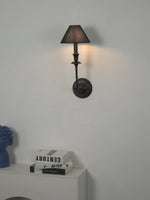 Chester Wall Sconce – Modern Black Metal & Fabric Shade for Bedroom and Living Room