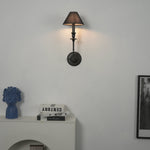 Chester Wall Sconce – Modern Black Metal & Fabric Shade for Bedroom and Living Room
