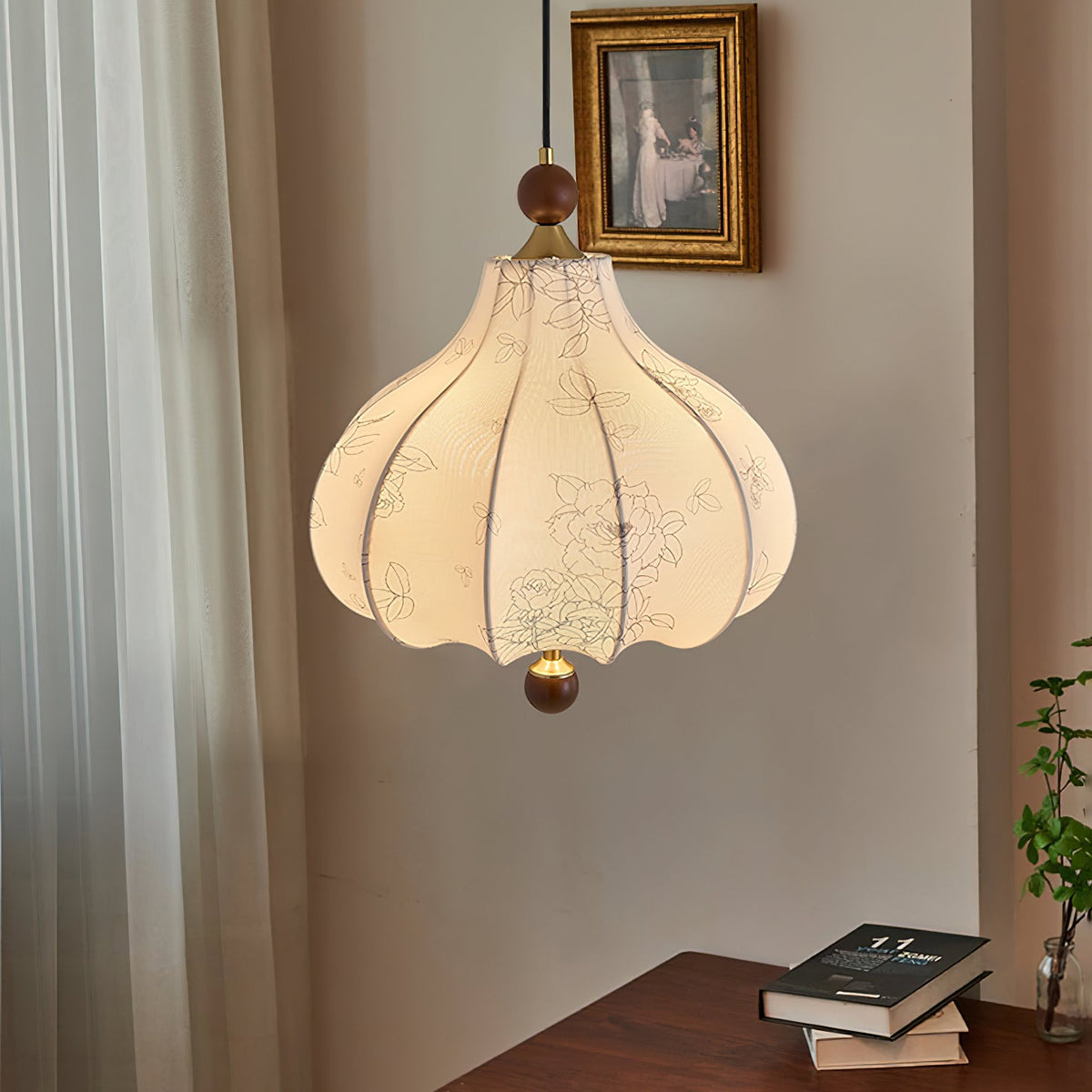 Chestnut Bloom Designer Pendant Light with Walnut and Gold Finish