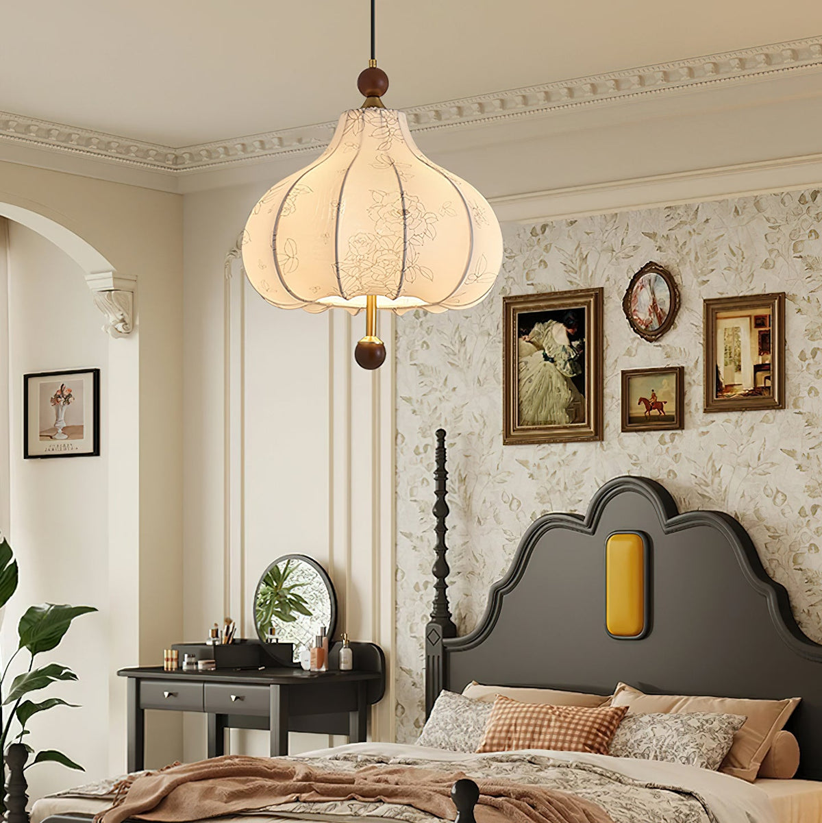 Chestnut Bloom Designer Pendant Light with Walnut and Gold Finish