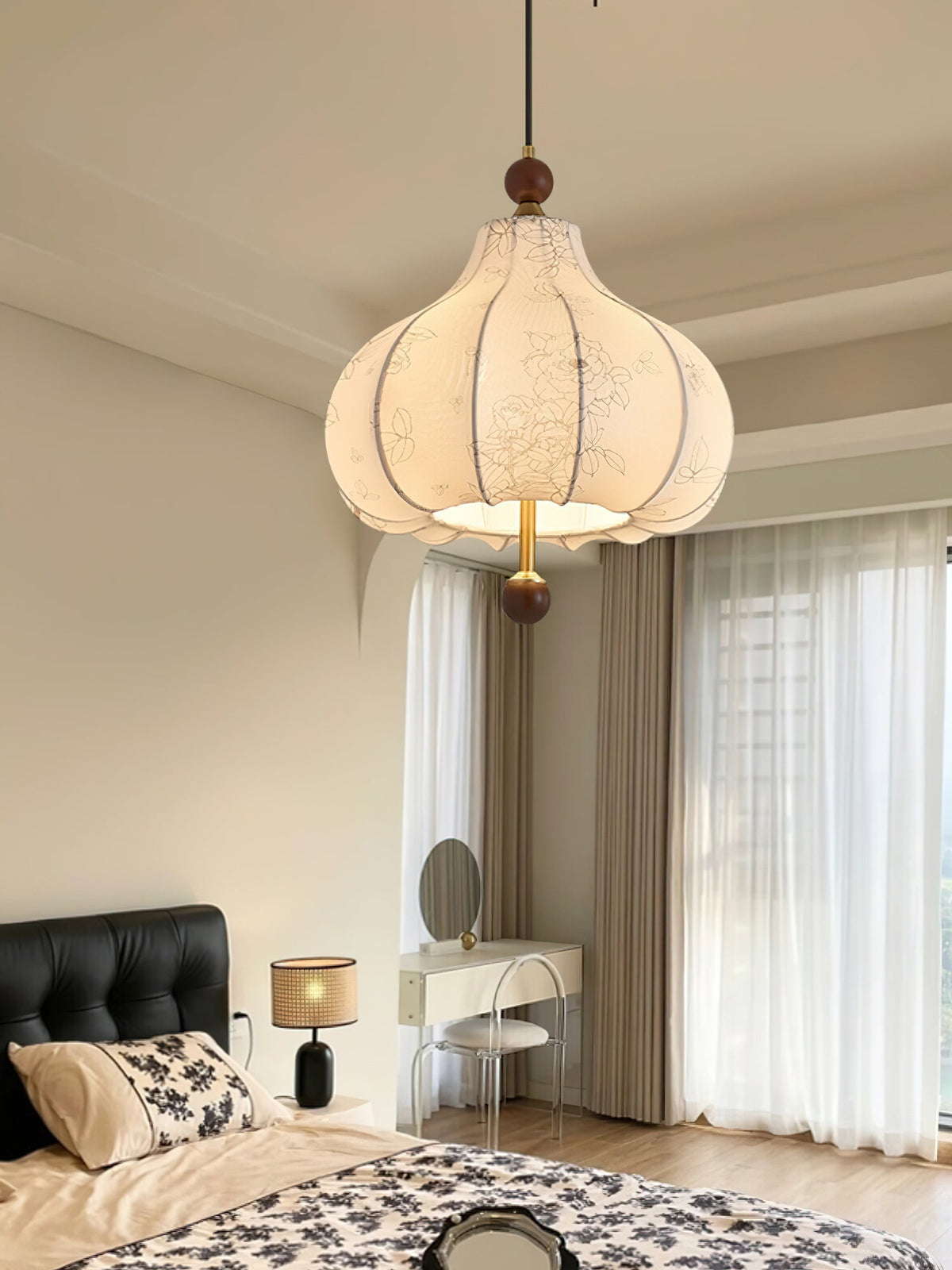 Chestnut Bloom Designer Pendant Light with Walnut and Gold Finish