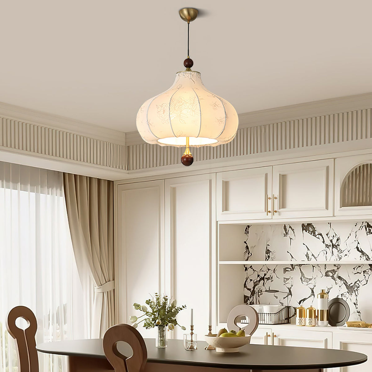 Chestnut Bloom Designer Pendant Light with Walnut and Gold Finish