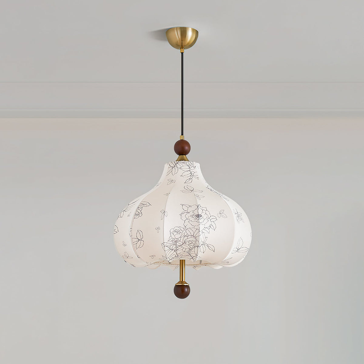 Chestnut Bloom Designer Pendant Light with Walnut and Gold Finish