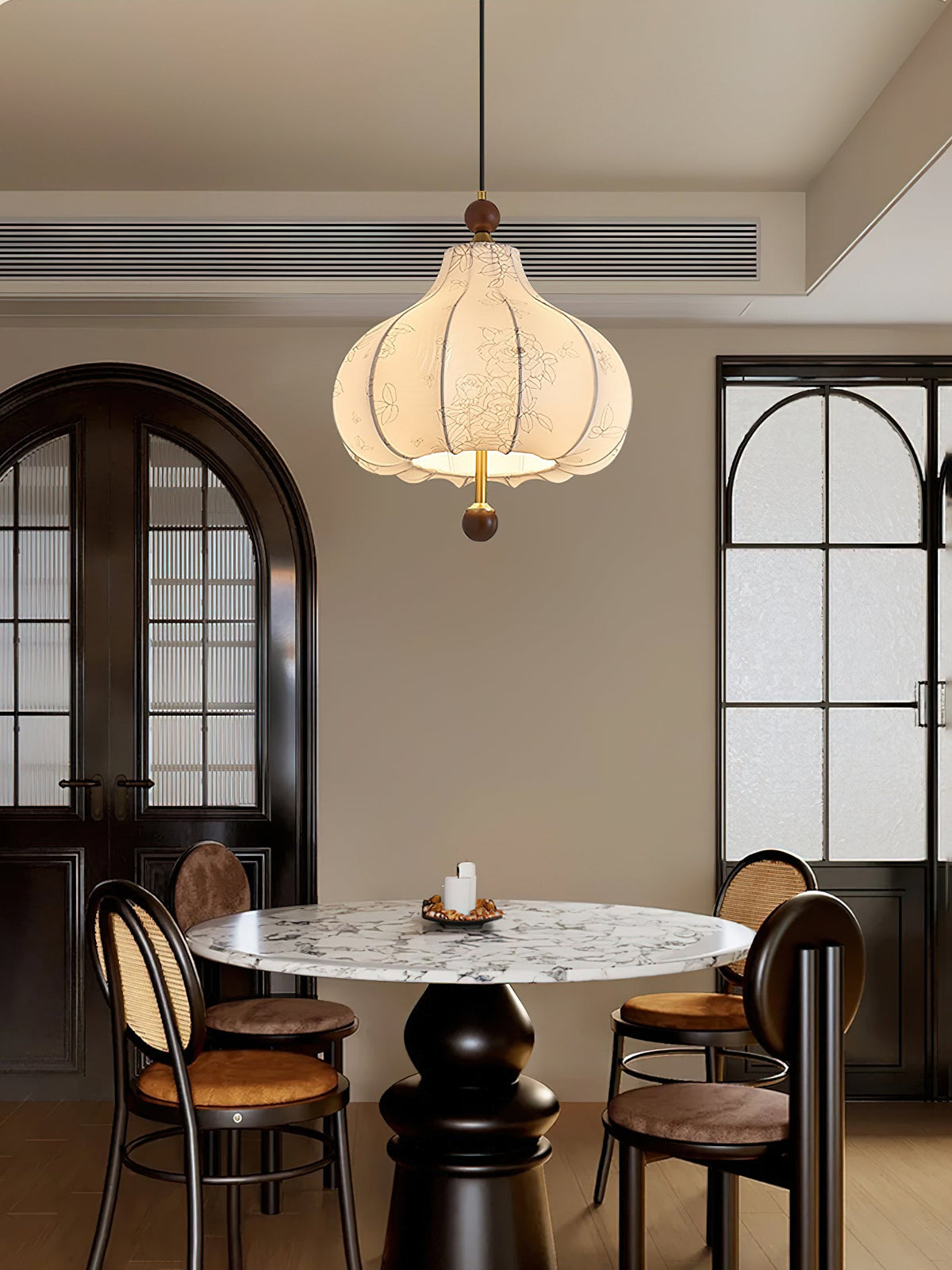 Chestnut Bloom Designer Pendant Light with Walnut and Gold Finish