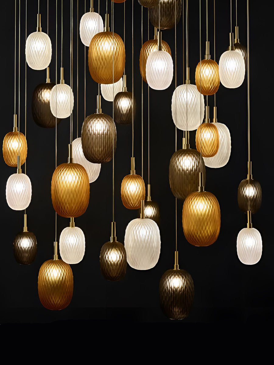 Chromatic Gem Drop Chandelier – Modern Glass Pendant Light for Dining Room and Living Room