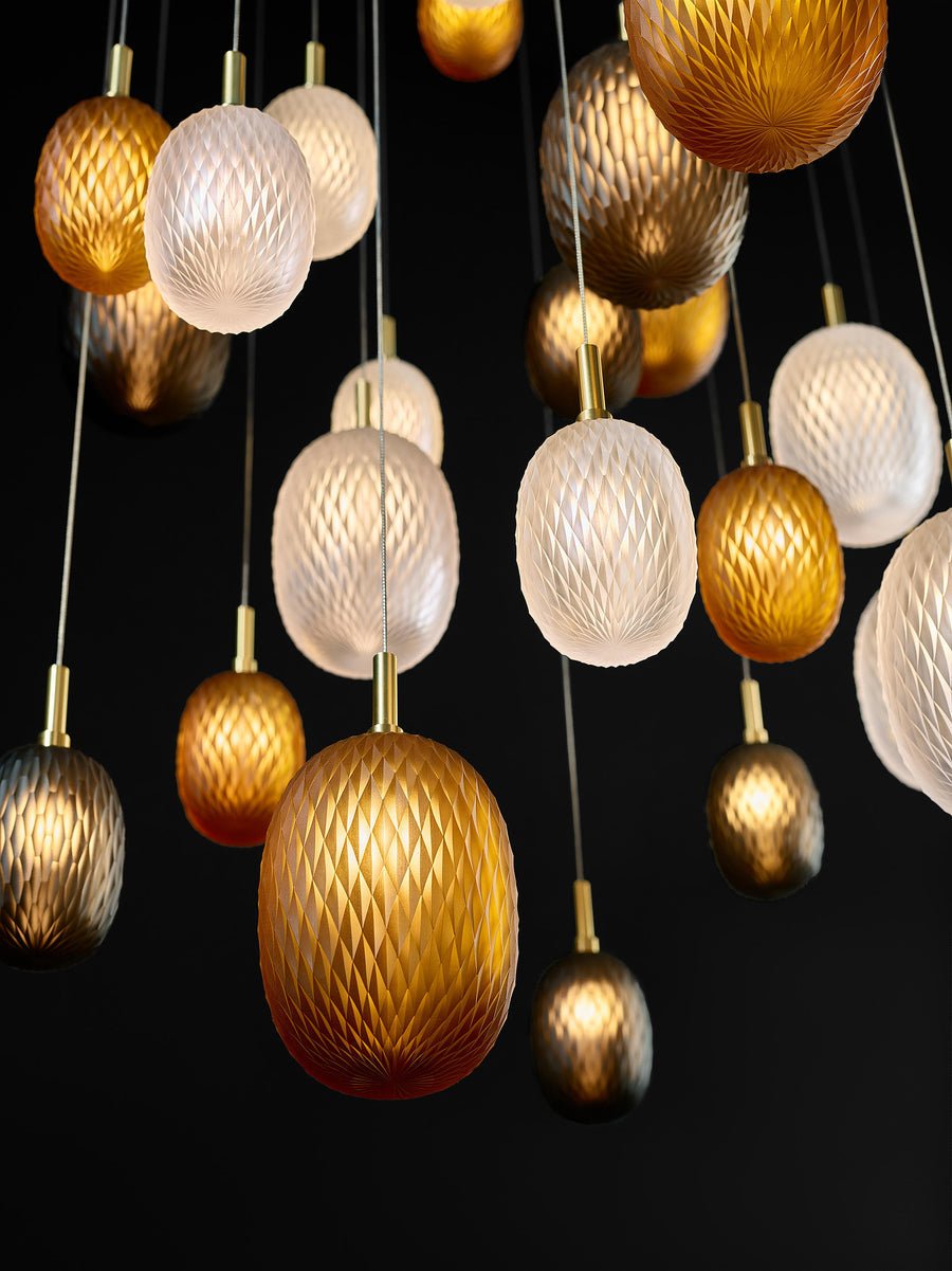 Chromatic Gem Drop Chandelier – Modern Glass Pendant Light for Dining Room and Living Room