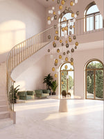 Chromatic Gem Drop Chandelier – Modern Glass Pendant Light for Dining Room and Living Room