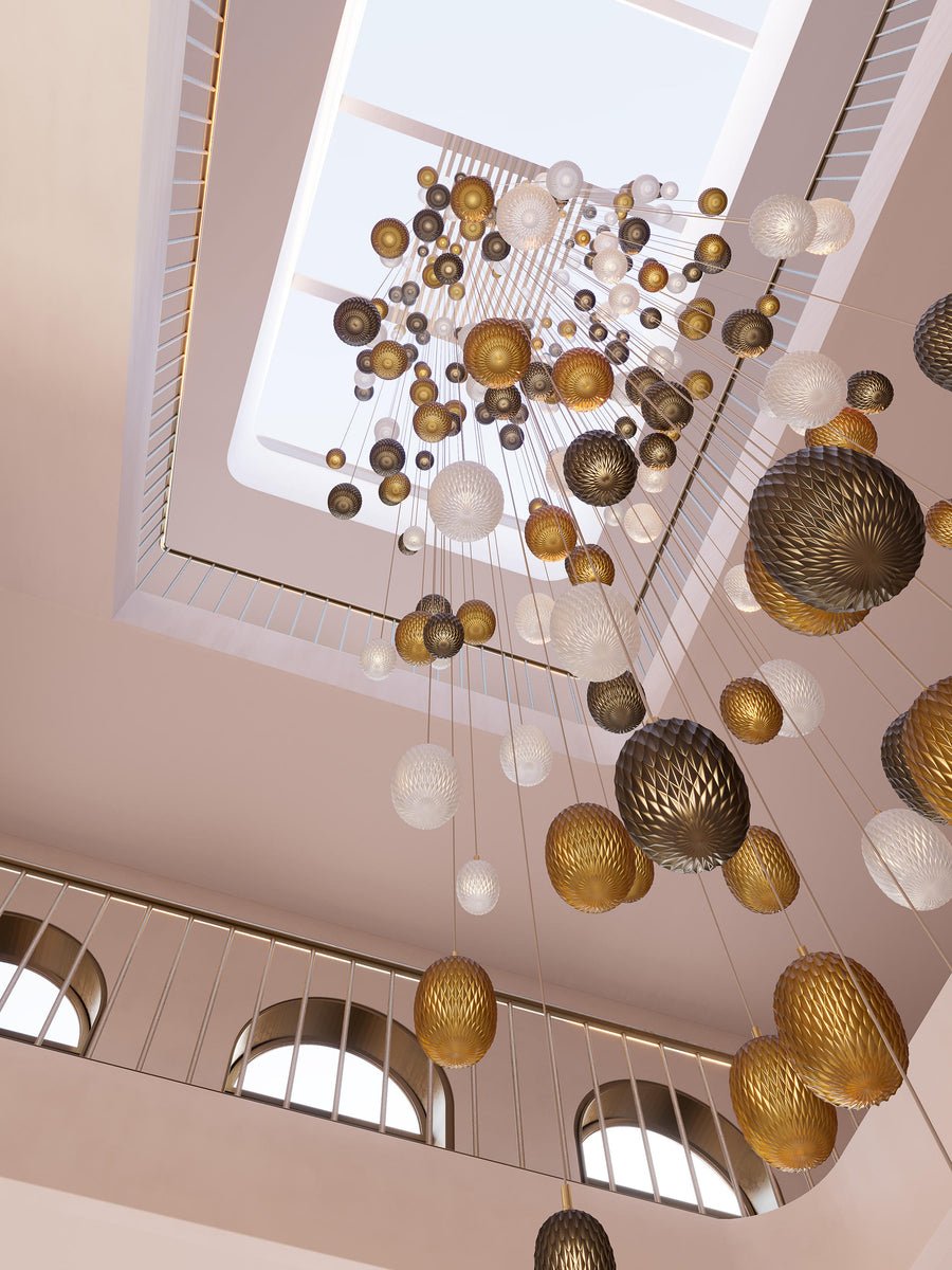 Chromatic Gem Drop Chandelier – Modern Glass Pendant Light for Dining Room and Living Room