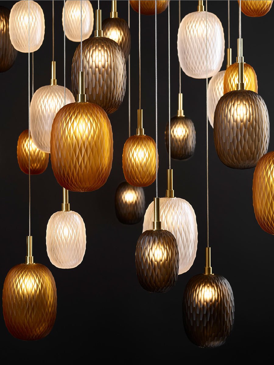 Chromatic Gem Drop Chandelier – Modern Glass Pendant Light for Dining Room and Living Room