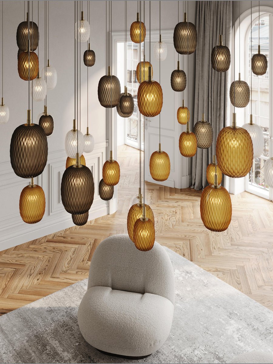 Chromatic Gem Drop Chandelier – Modern Glass Pendant Light for Dining Room and Living Room