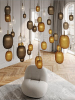 Chromatic Gem Drop Chandelier – Modern Glass Pendant Light for Dining Room and Living Room