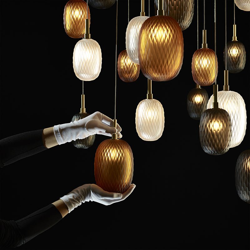 Chromatic Gem Drop Chandelier – Modern Glass Pendant Light for Dining Room and Living Room
