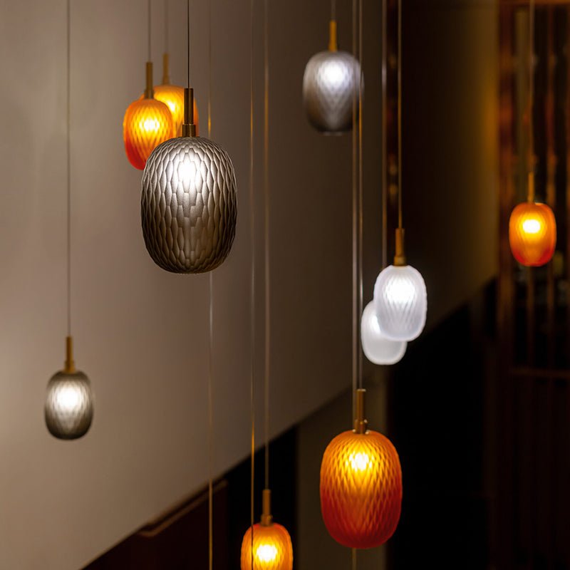 Chromatic Gem Drop Chandelier – Modern Glass Pendant Light for Dining Room and Living Room