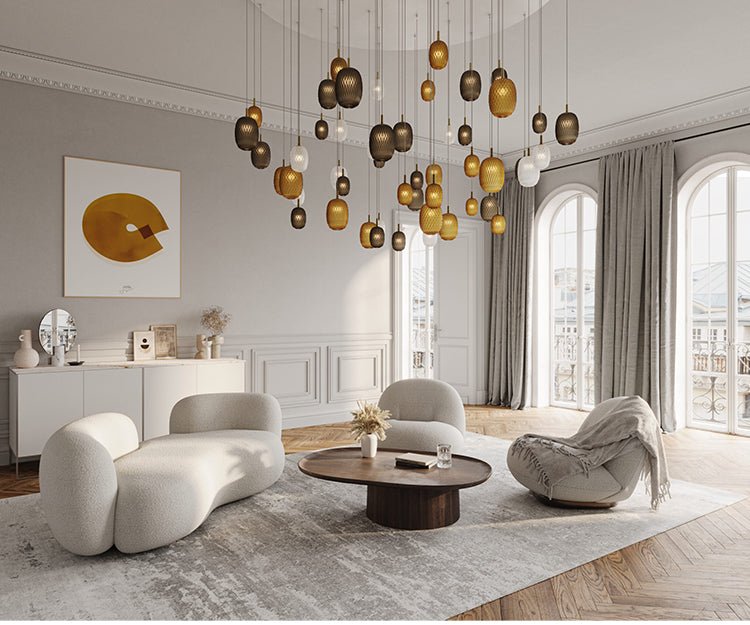 Chromatic Gem Drop Chandelier – Modern Glass Pendant Light for Dining Room and Living Room