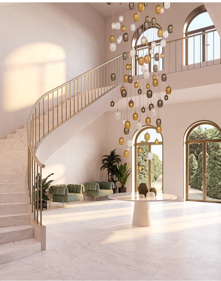 Chromatic Gem Drop Chandelier – Modern Glass Pendant Light for Dining Room and Living Room