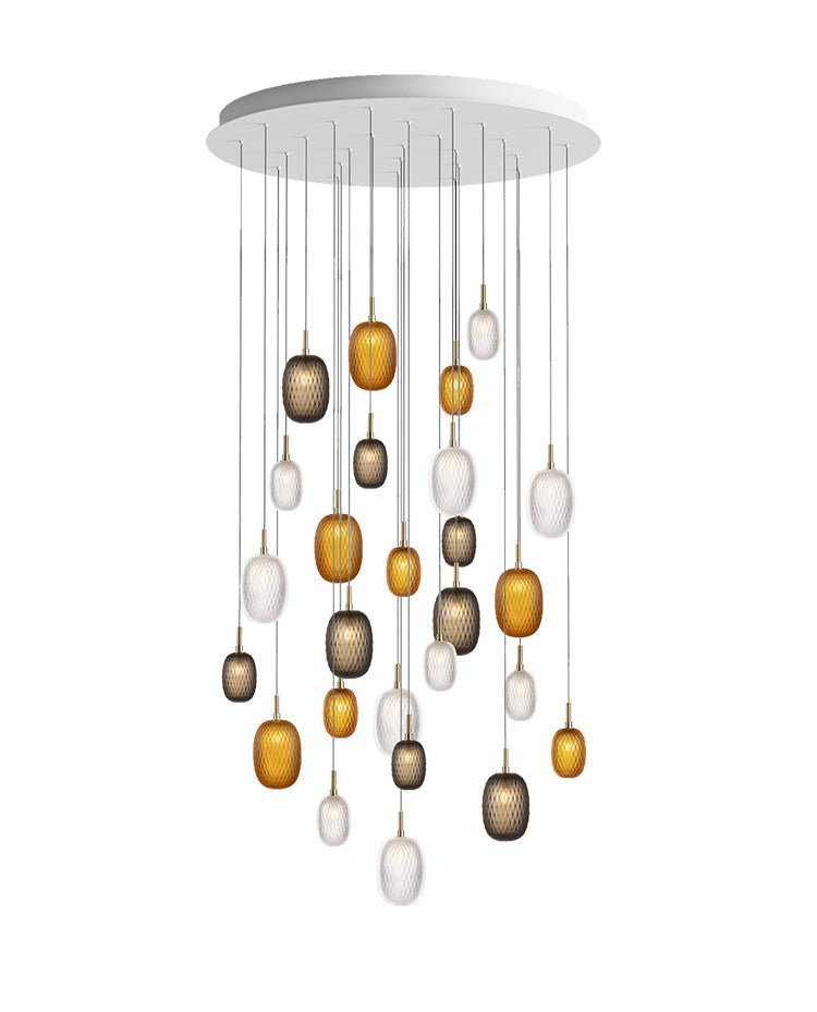 Chromatic Gem Drop Chandelier – Modern Glass Pendant Light for Dining Room and Living Room