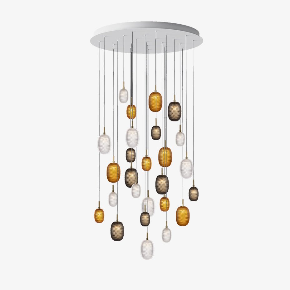 Chromatic Gem Drop Chandelier – Modern Glass Pendant Light for Dining Room and Living Room