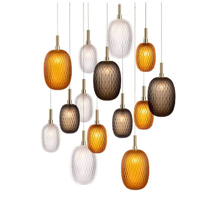 Chromatic Gem Drop Chandelier – Modern Glass Pendant Light for Dining Room and Living Room
