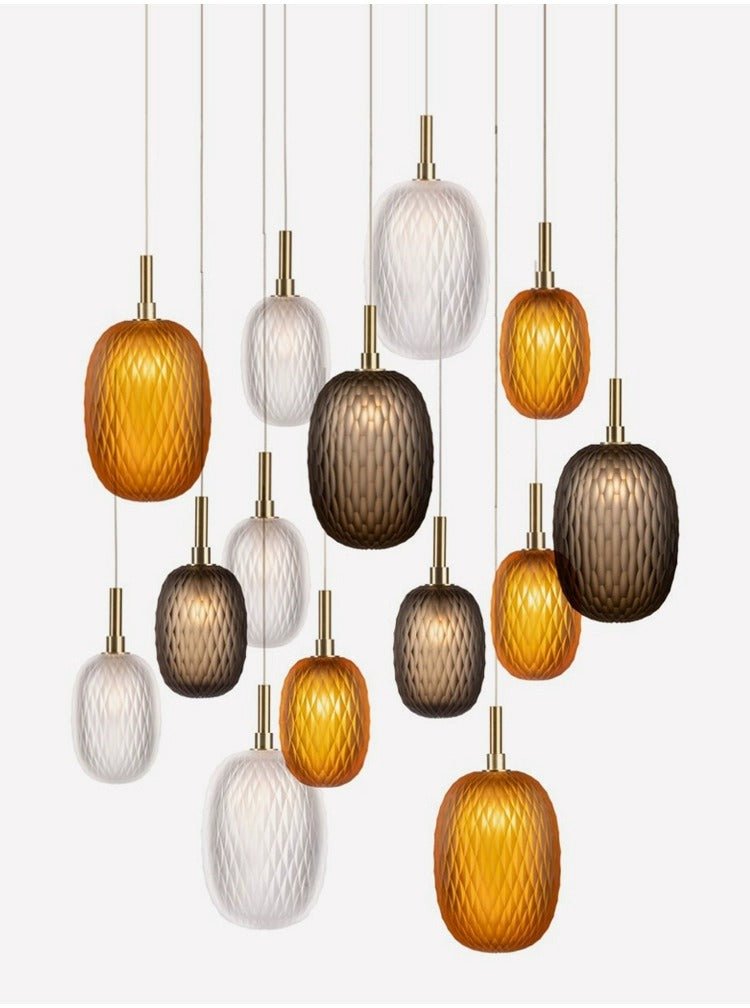 Chromatic Gem Drop Chandelier – Modern Glass Pendant Light for Dining Room and Living Room