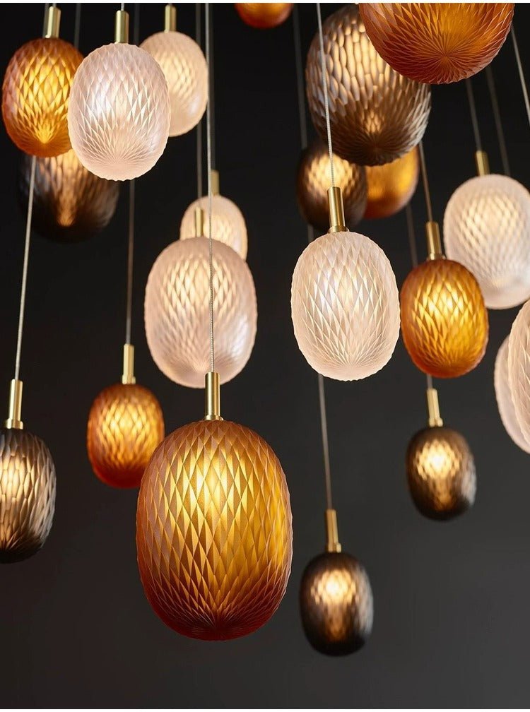 Chromatic Gem Drop Chandelier – Modern Glass Pendant Light for Dining Room and Living Room