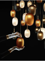 Chromatic Gem Drop Chandelier – Modern Glass Pendant Light for Dining Room and Living Room