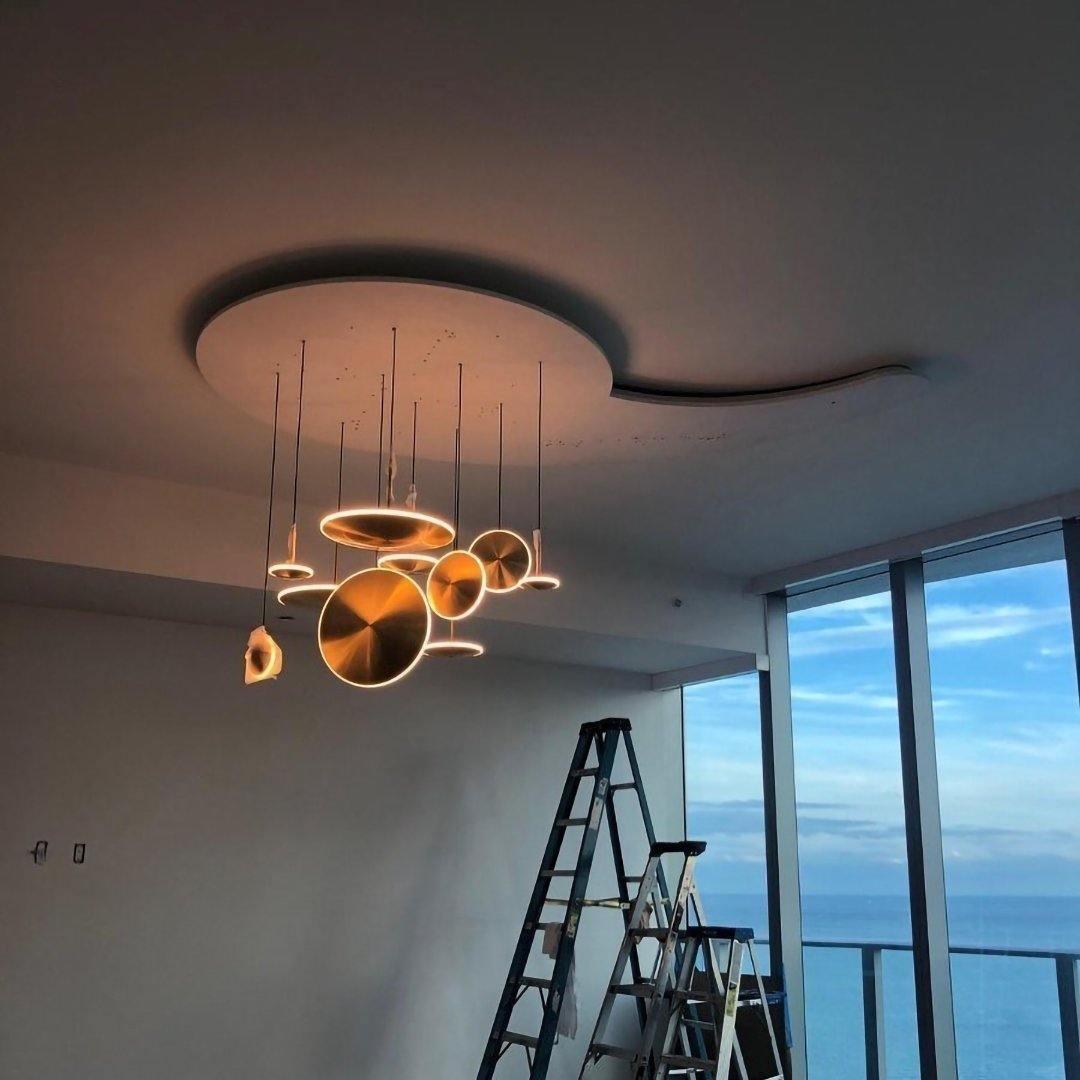 Chrona Dish Pendant Light – Contemporary Brass LED Ceiling Lamp