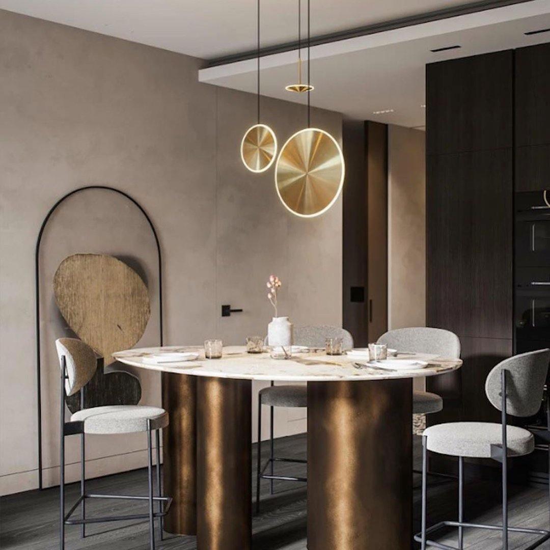 Chrona Dish Pendant Light – Contemporary Brass LED Ceiling Lamp