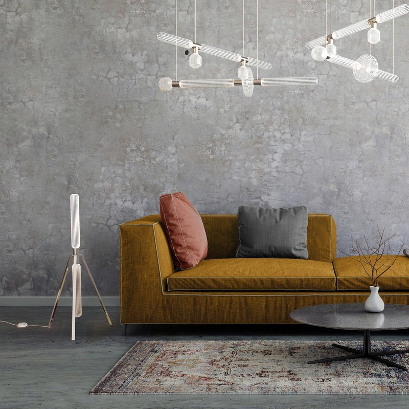 Cipher Crystal LED Floor Lamp in Gold for Modern Interiors