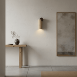 Travertine Wall Sconce with Wood Accent – Modern Minimalist Lighting