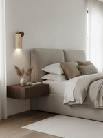 Travertine Wall Sconce with Wood Accent – Modern Minimalist Lighting