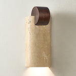 Travertine Wall Sconce with Wood Accent – Modern Minimalist Lighting