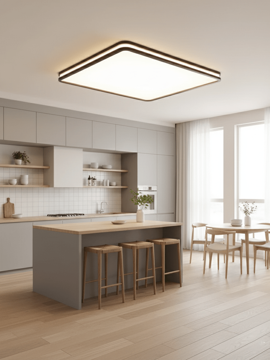 Cirro Modern Wood LED Ceiling Light – Flush Mount for Living Room & Bedroom