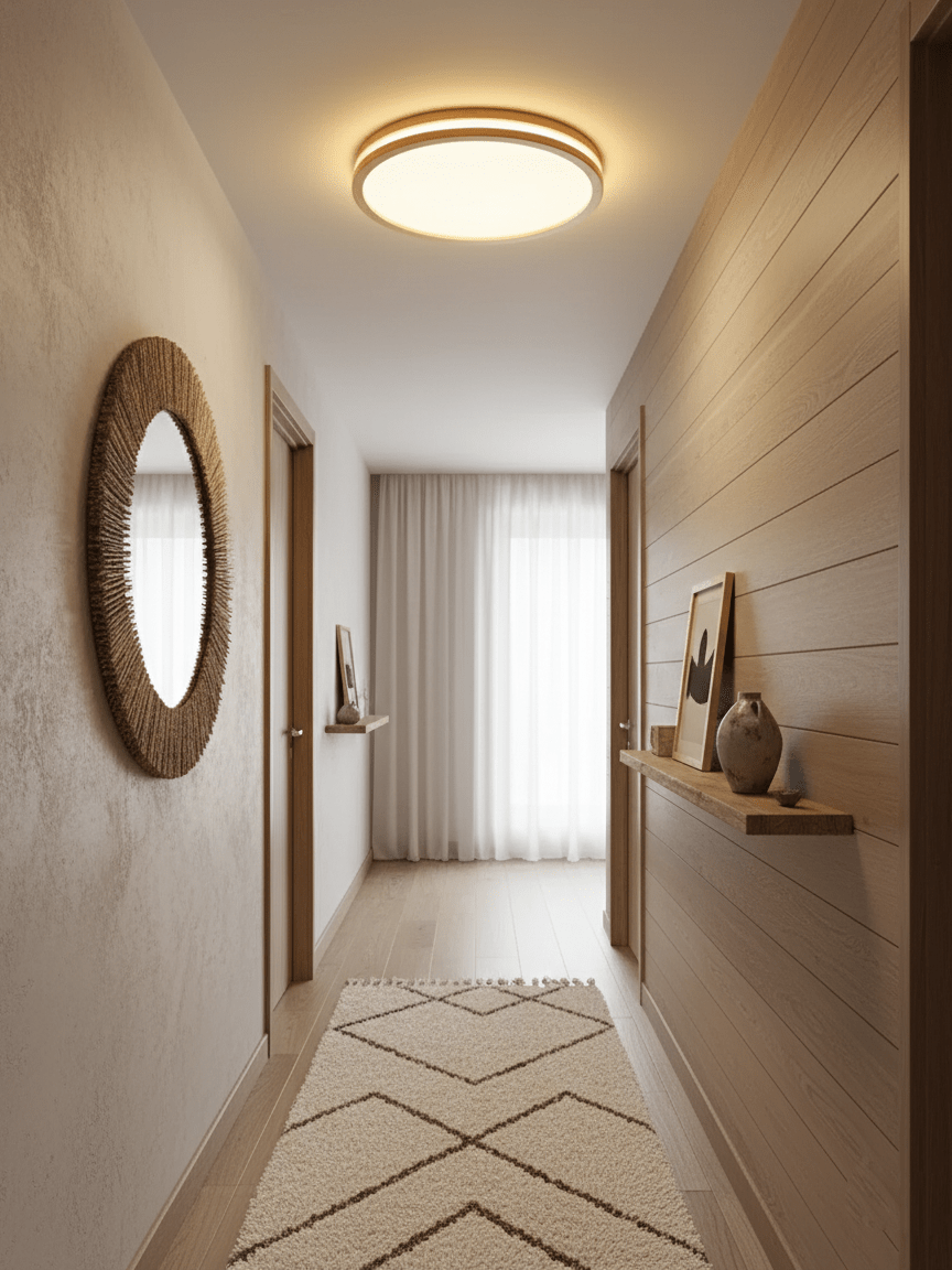 Cirro Modern Wood LED Ceiling Light – Flush Mount for Living Room & Bedroom
