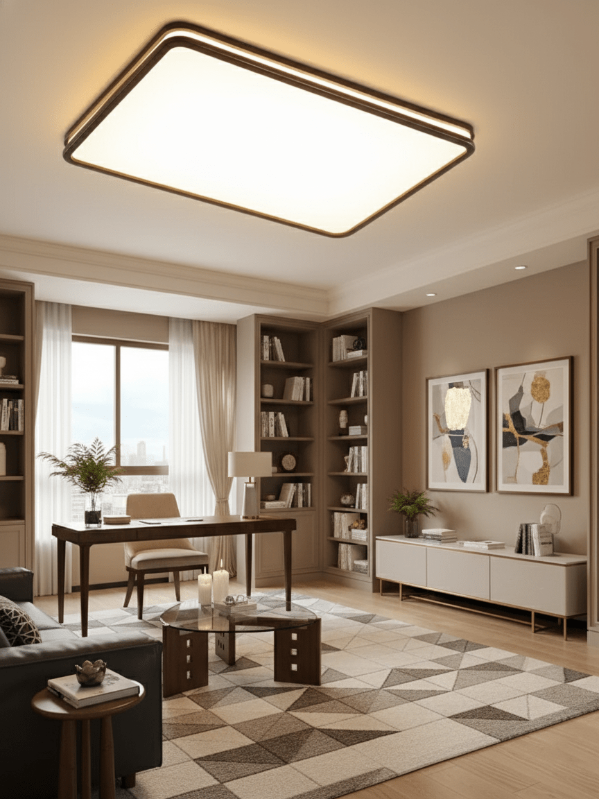 Cirro Modern Wood LED Ceiling Light – Flush Mount for Living Room & Bedroom