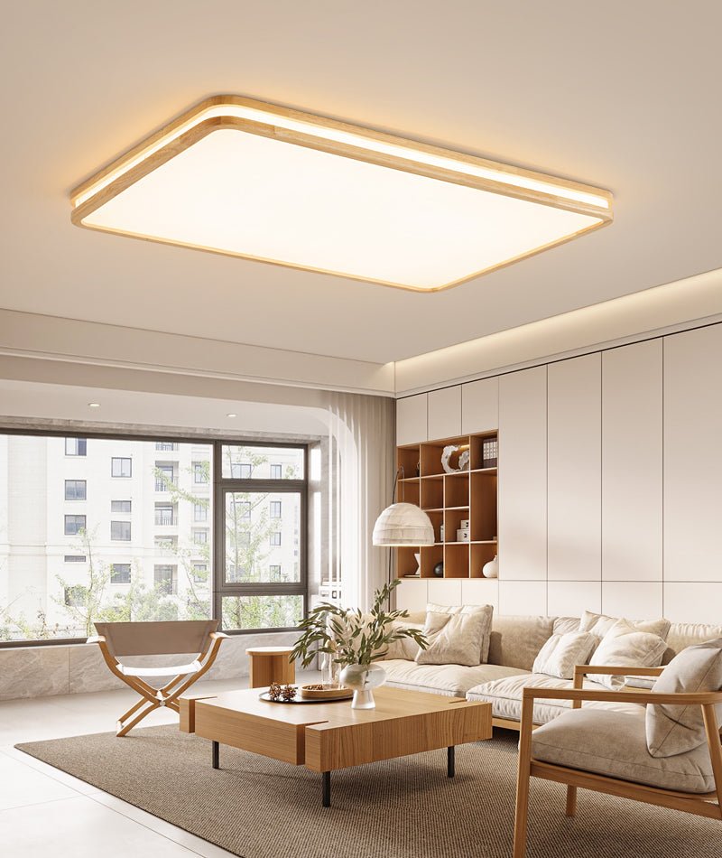 Cirro Modern Wood LED Ceiling Light – Flush Mount for Living Room & Bedroom