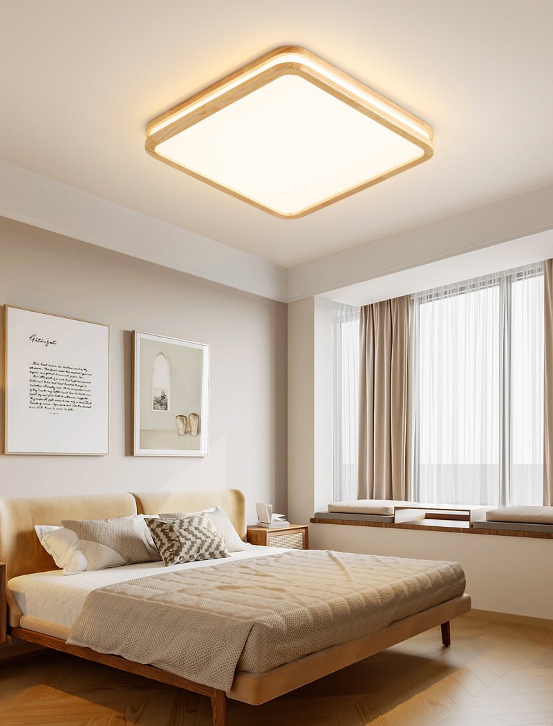 Cirro Modern Wood LED Ceiling Light – Flush Mount for Living Room & Bedroom