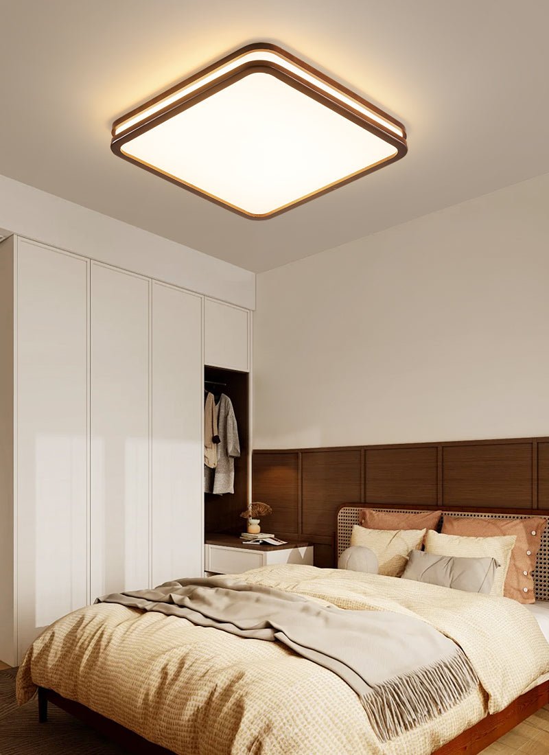 Cirro Modern Wood LED Ceiling Light – Flush Mount for Living Room & Bedroom