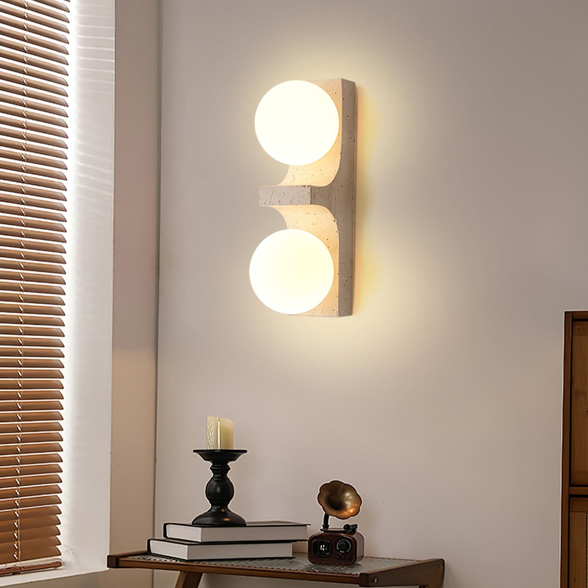 Cirra Travertine Wall Sconce — Sculptural Stone Ambient Lighting