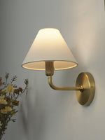 Clara Brass Wall Sconce – Elegant Fabric Shade for Bedroom & Living Room