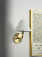 Clara Brass Wall Sconce – Elegant Fabric Shade for Bedroom & Living Room