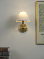Clara Brass Wall Sconce – Elegant Fabric Shade for Bedroom & Living Room