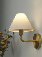 Clara Brass Wall Sconce – Elegant Fabric Shade for Bedroom & Living Room