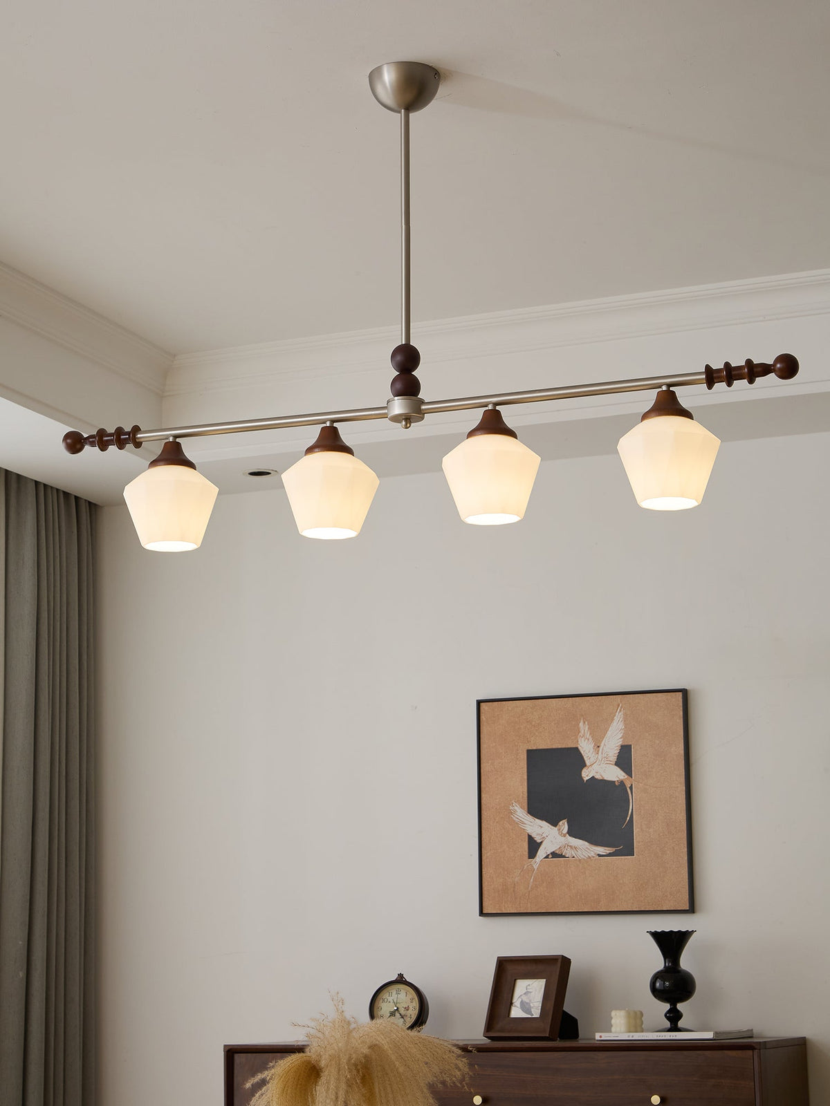 Clarabelle Six-Light Wood and Glass Linear Chandelier