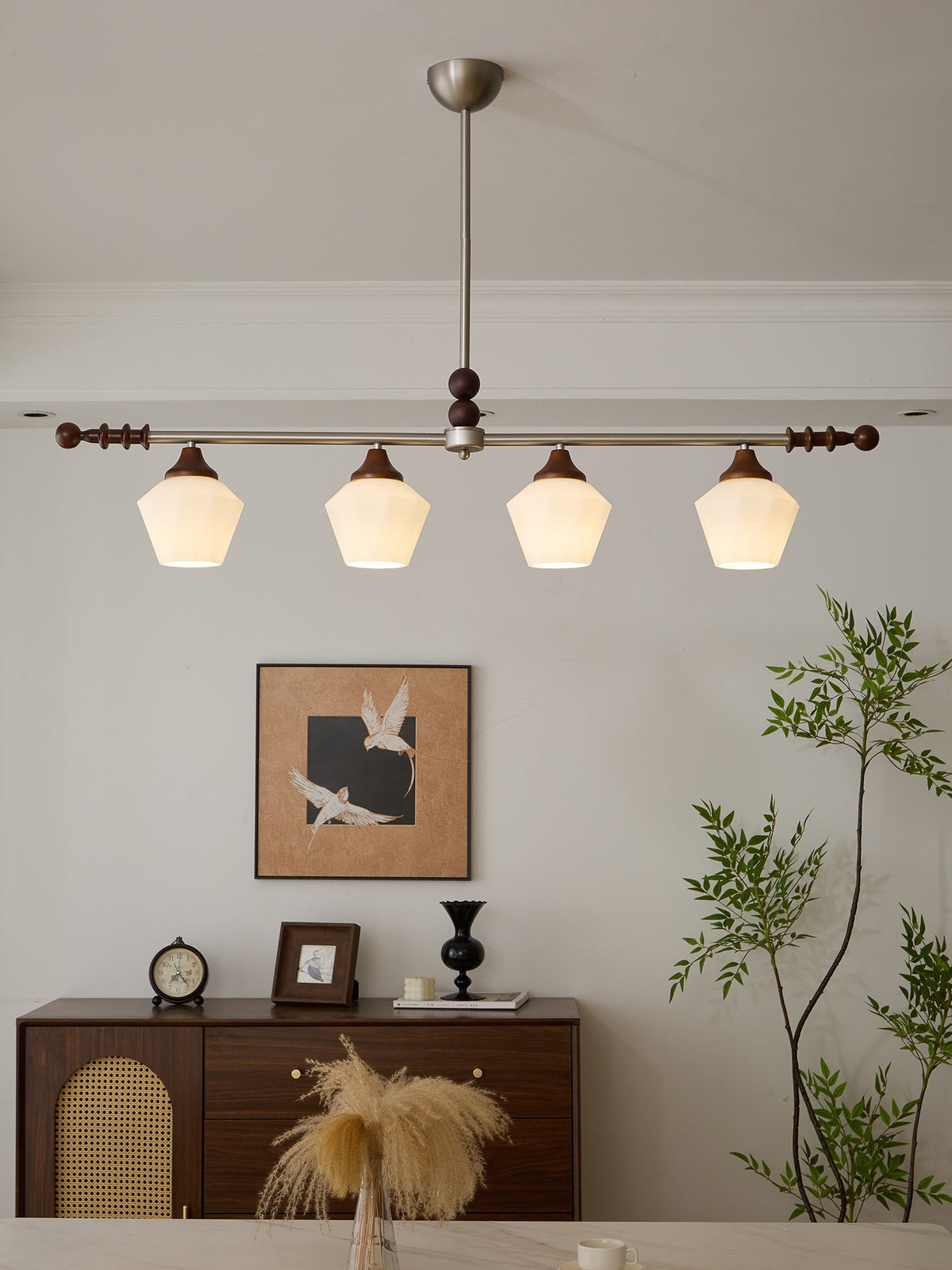 Clarabelle Six-Light Wood and Glass Linear Chandelier