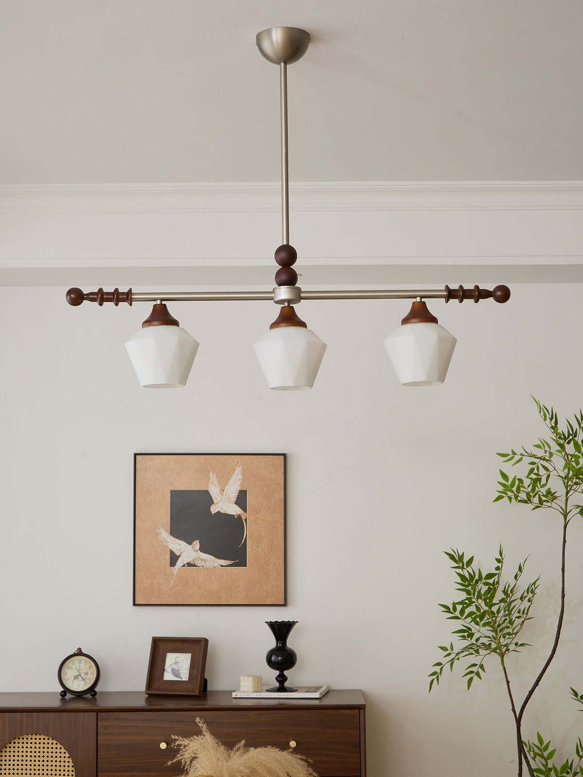 Clarabelle Six-Light Wood and Glass Linear Chandelier