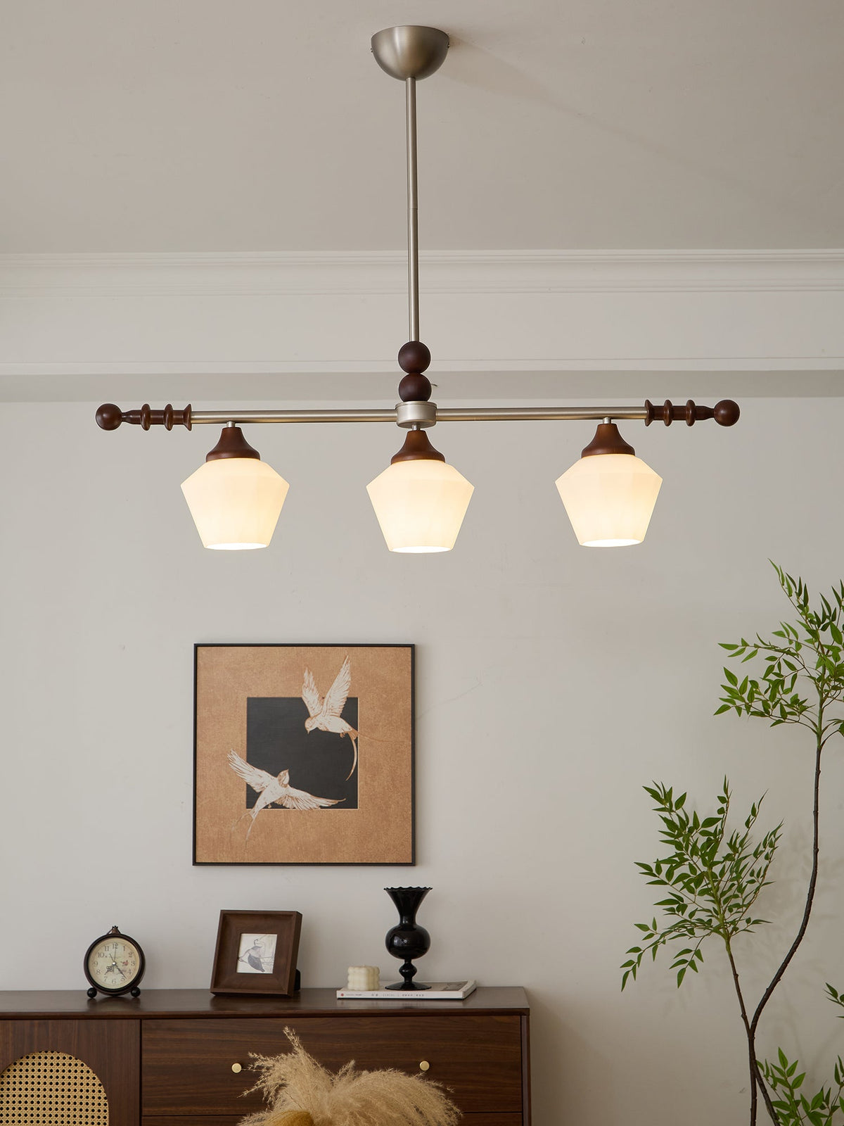 Clarabelle Six-Light Wood and Glass Linear Chandelier