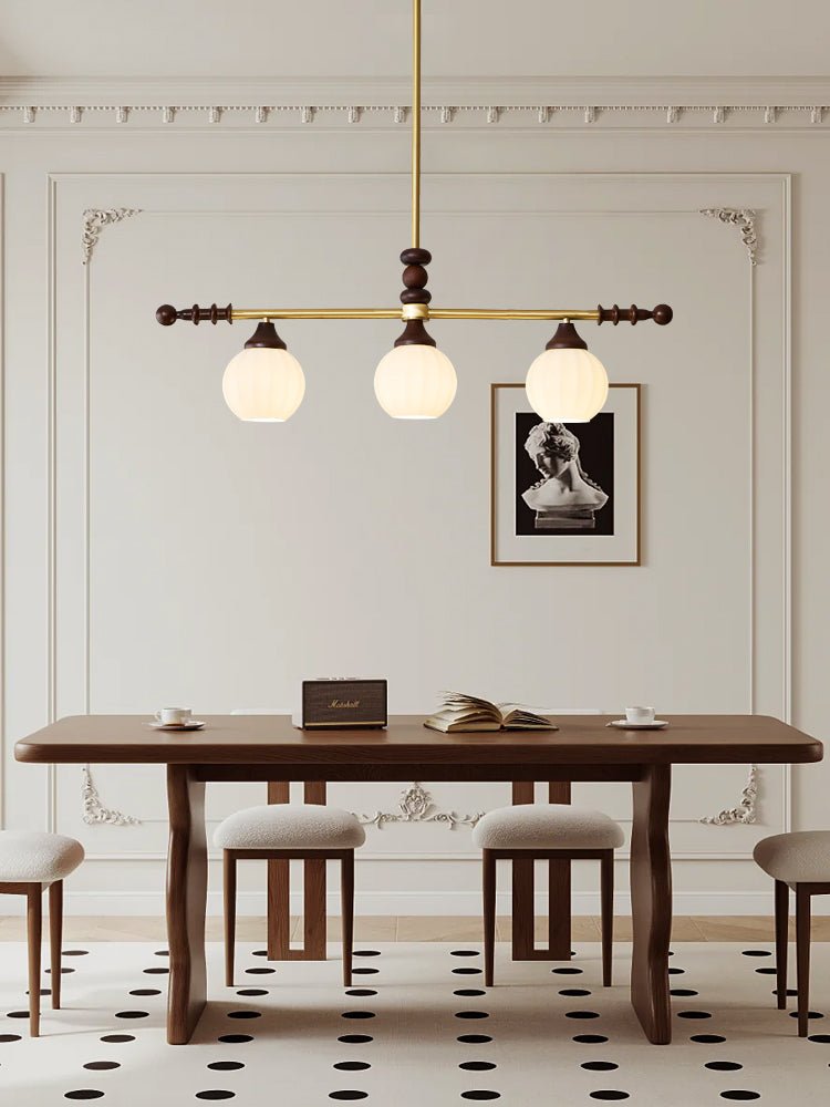 Clarabelle Six-Light Wood and Glass Linear Chandelier