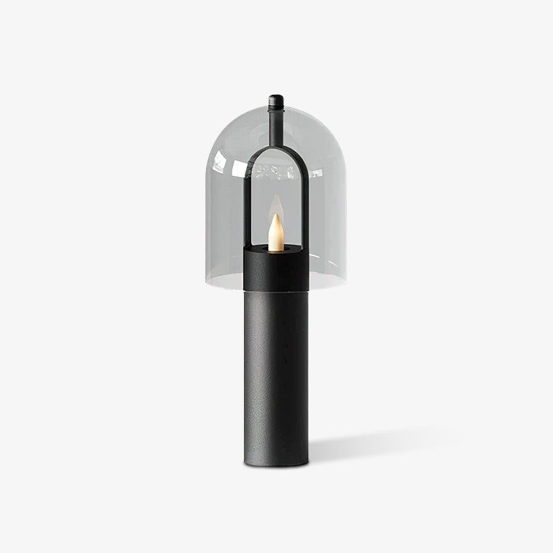 Clarine Smoked Glass Table Lamp in Black Metal