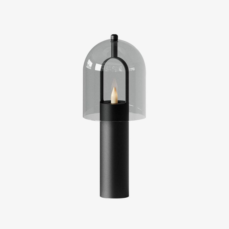 Clarine Smoked Glass Table Lamp in Black Metal