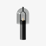 Clarine Smoked Glass Table Lamp in Black Metal